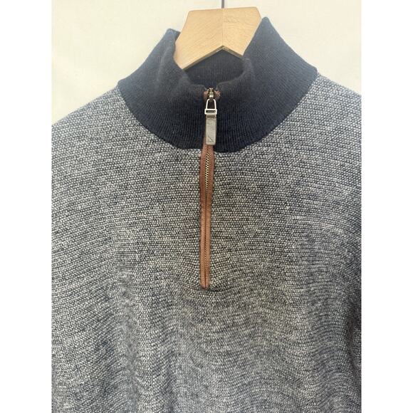 UNTUCKit Mens 100% Merino Wool Knit Sweater Size XL 1/4 Zip Navy Preppy Nautical - Picture 2 of 9